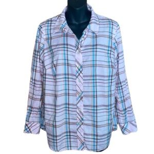 Talbots plaid lightweight button down shirt size petite plus X
